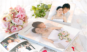 結婚式の写真で作ったハードカバーフォトブックとキャンバスプリント