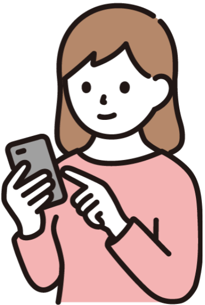 スマホを操作するiPhoneユーザーのお客様のイラスト